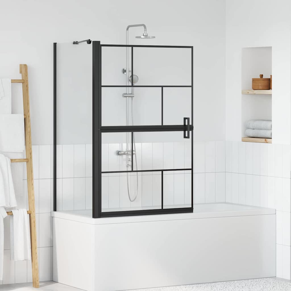 Bad Douchescreen Zwart en transparant 80 x 68 x 128 cm