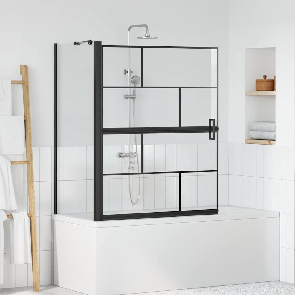 Bad Douchescreen Zwart en transparant 100 x 68 x 128 cm