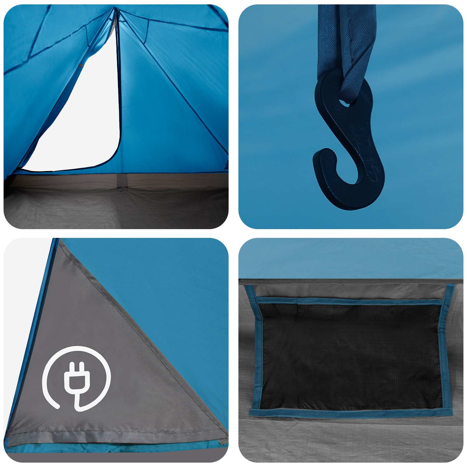 Backpacking Tent Blauw 4-persoons 185T Polyester met PU Coating – afbeelding 11