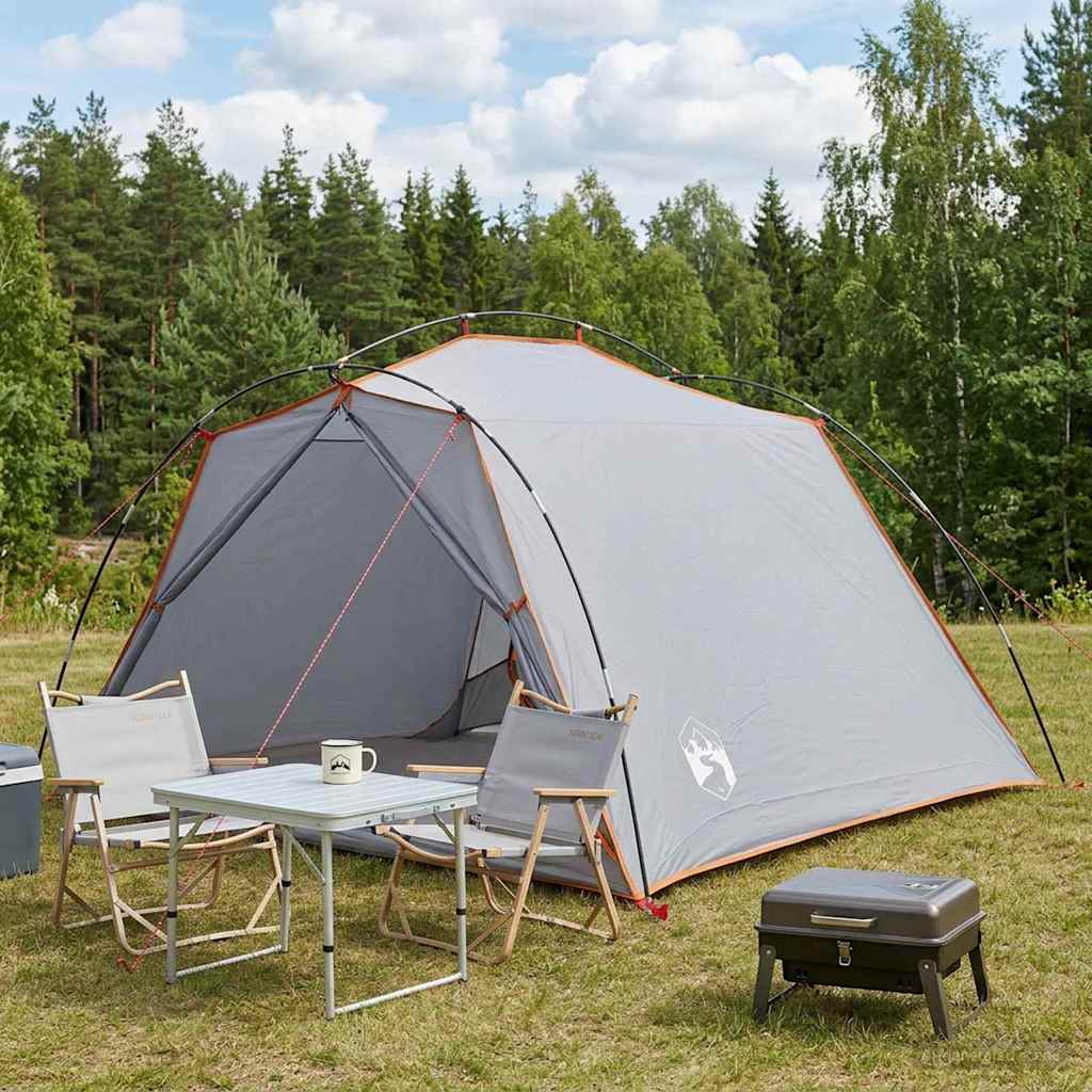 Tunneltent Grijs en Oranje 4-persoons – afbeelding 1