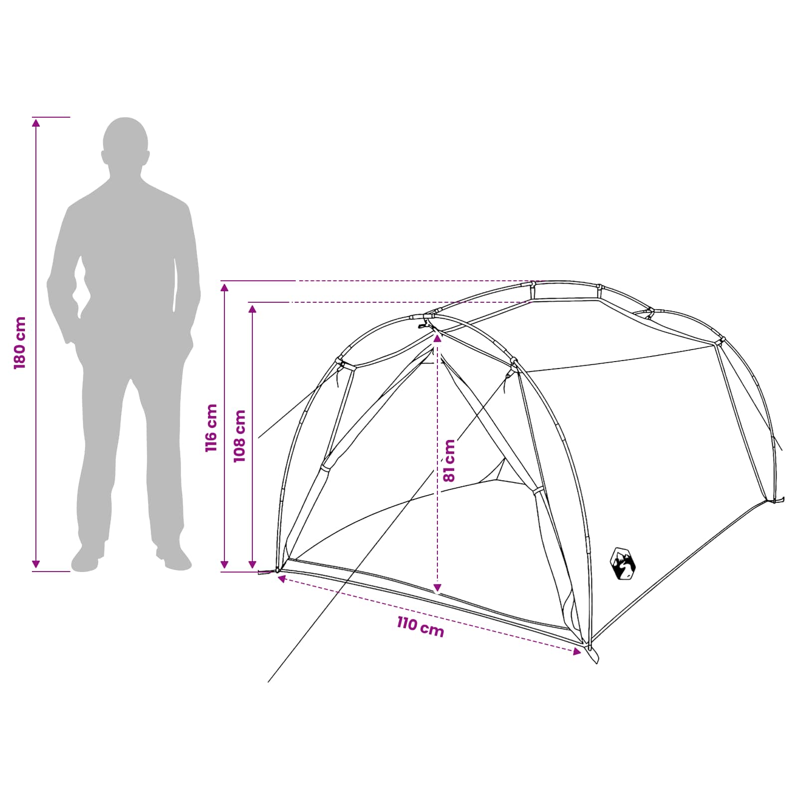 Tunneltent Blauw 2-persoons 185T Polyester met PU Coating – afbeelding 12