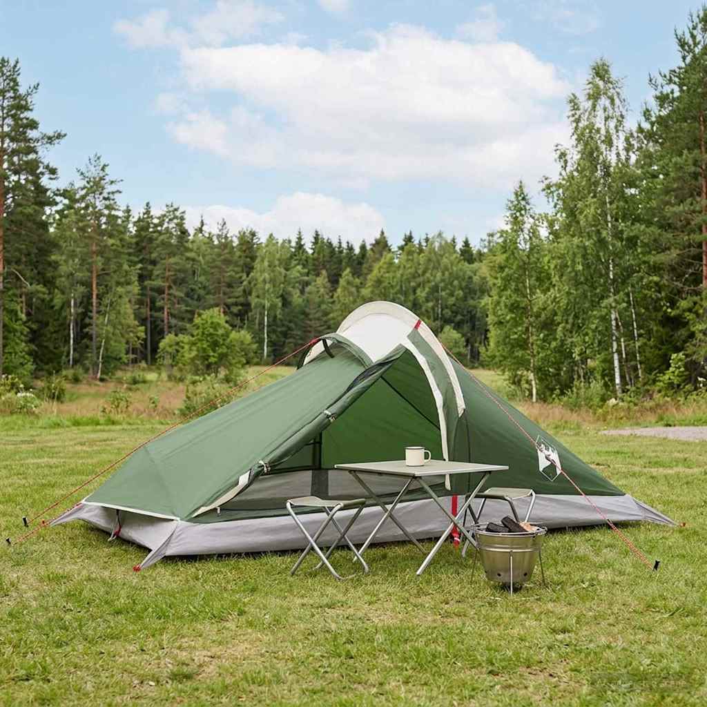Backpacking Tent Groen 4-persoons 185T Polyester met PU Coating – afbeelding 1