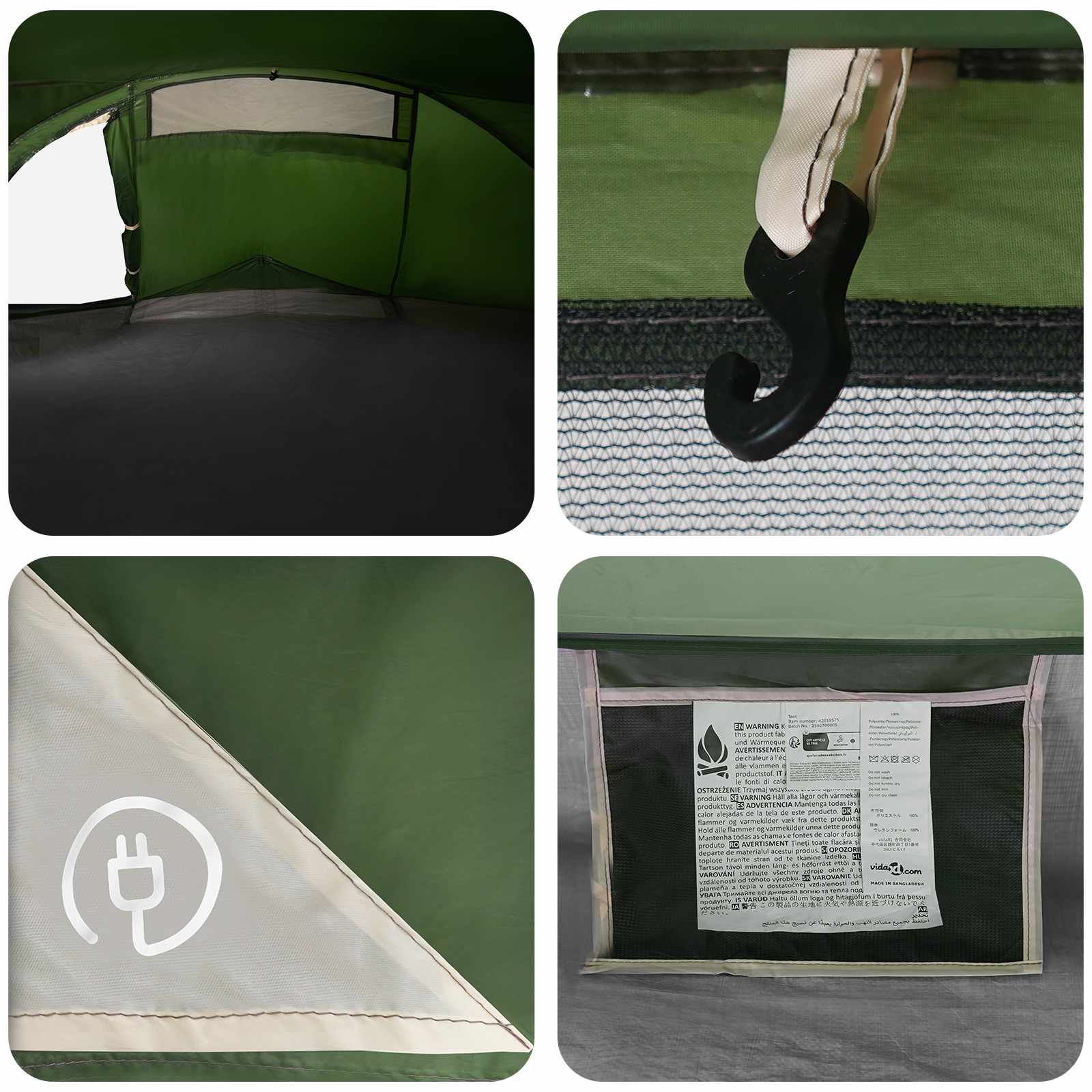 Backpacking Tent Groen 4-persoons 185T Polyester met PU Coating – afbeelding 10