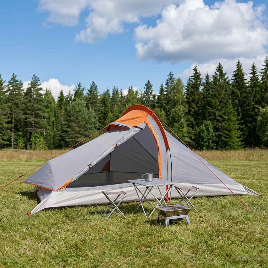 Backpacking Tent Grijs en Oranje 4-persoons – afbeelding 1