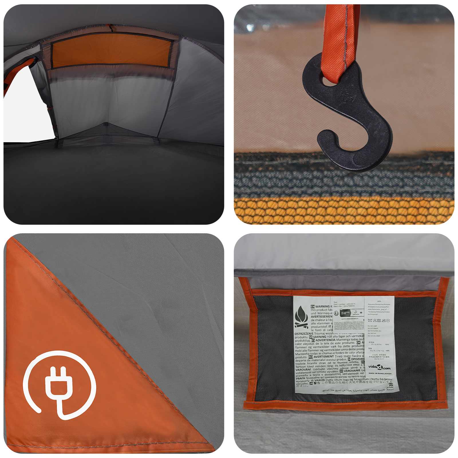 Backpacking Tent Grijs en Oranje 4-persoons – afbeelding 10