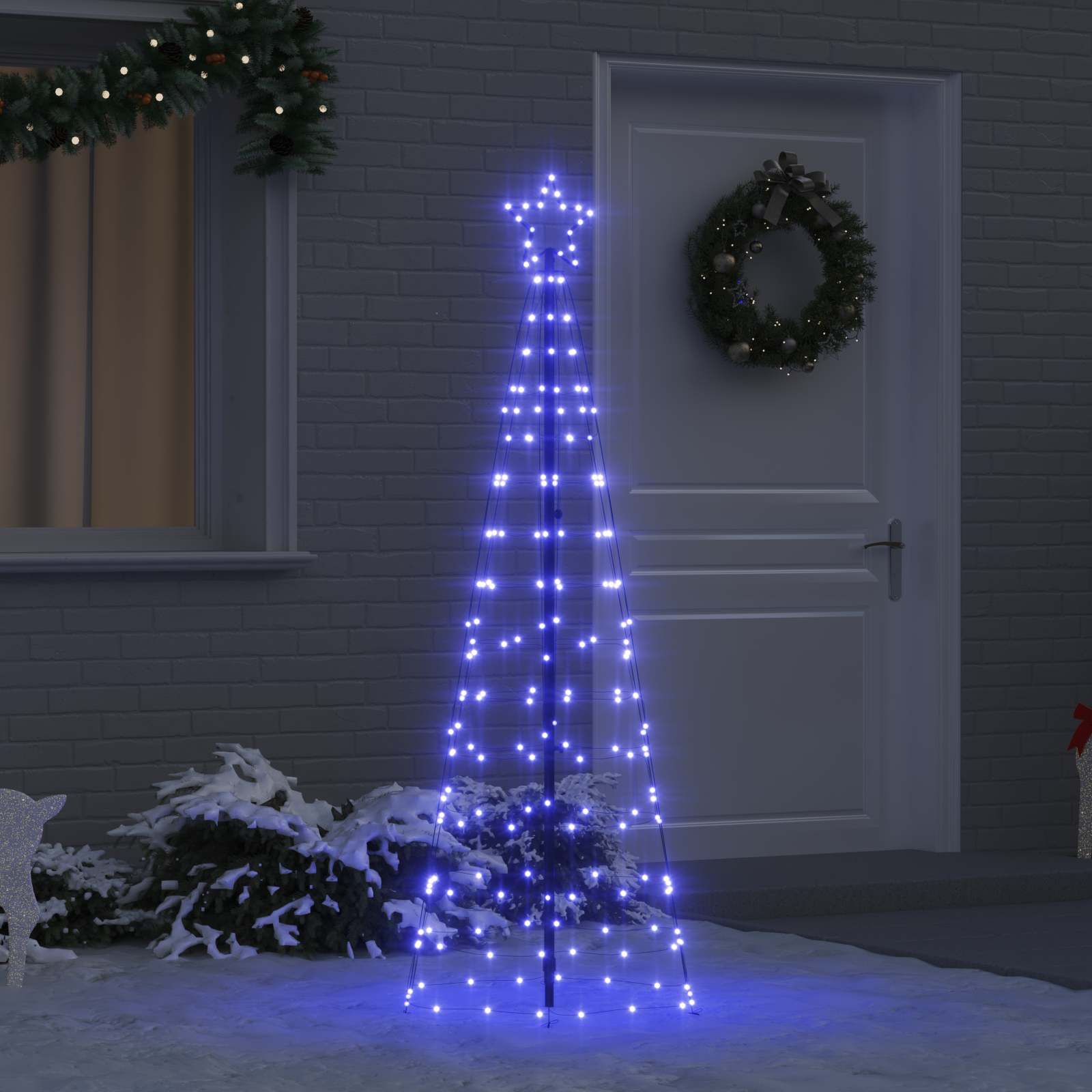 LED Kerstboom met Grondspiesjes met 390 LED Blauw 250 cm IJzer