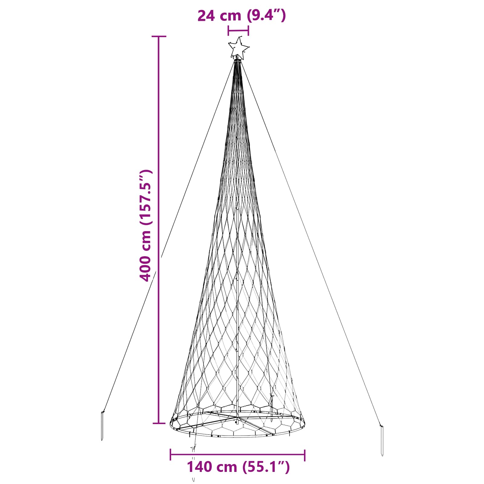 LED Kerstboom met 455 LED met standaard Warmwit 399 cm Metaal – afbeelding 9