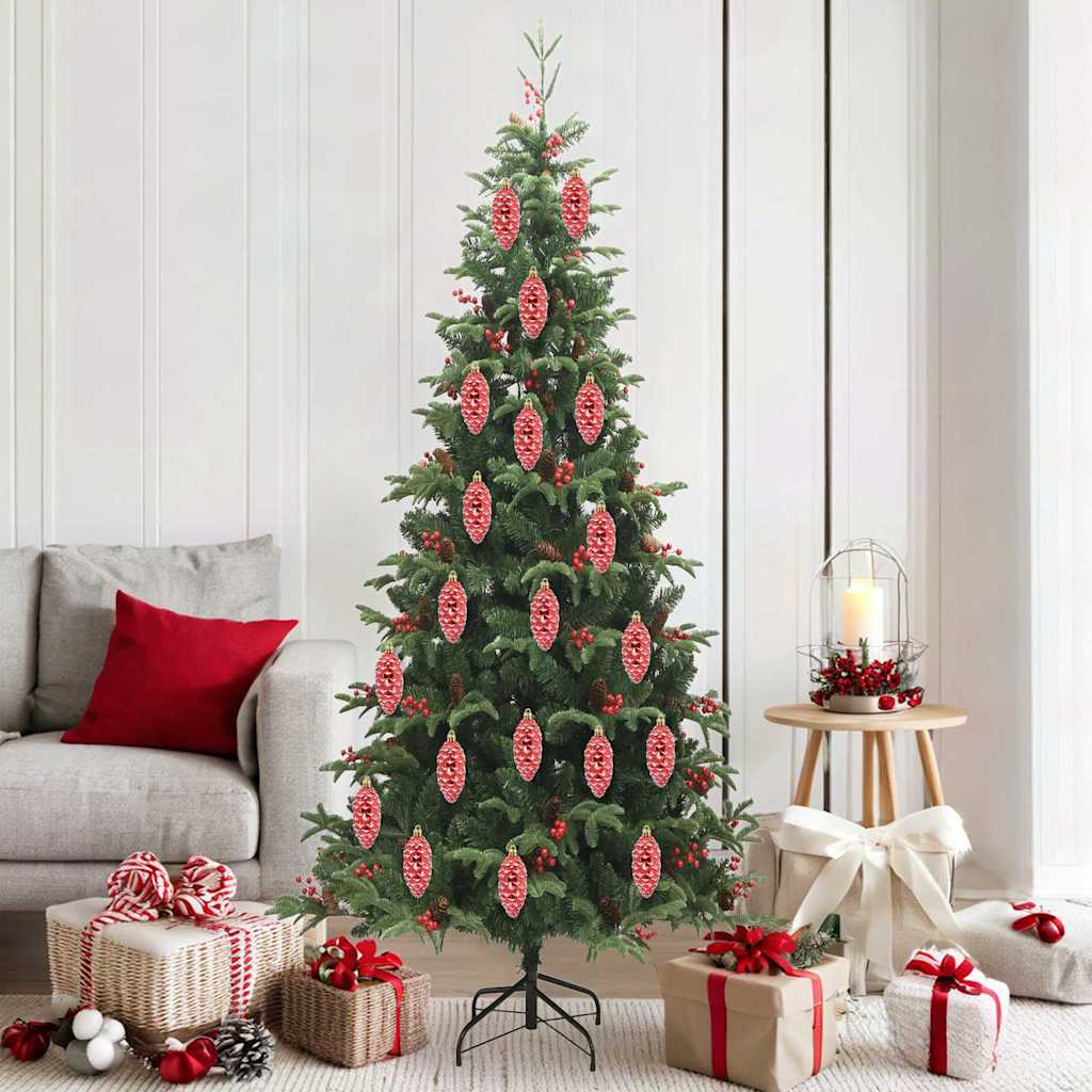 Kerstdennenappeltje 40 pcs Rood Kunststof
