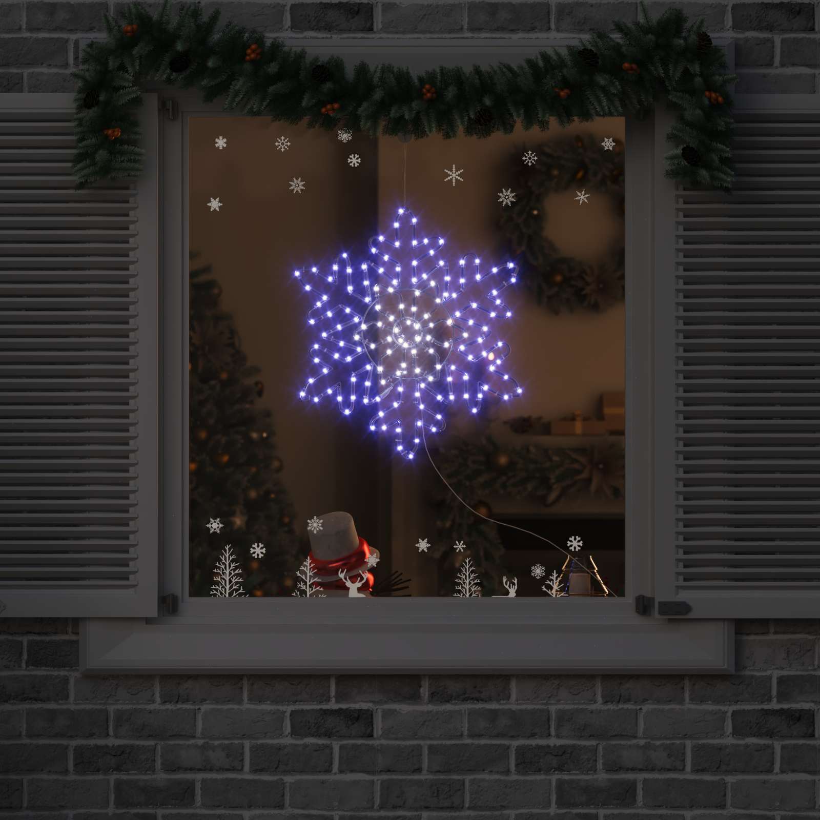 Kerstsneeuwvlok met 156 LED Blauw 55,5 x 55,5 x 0,75cm PVC