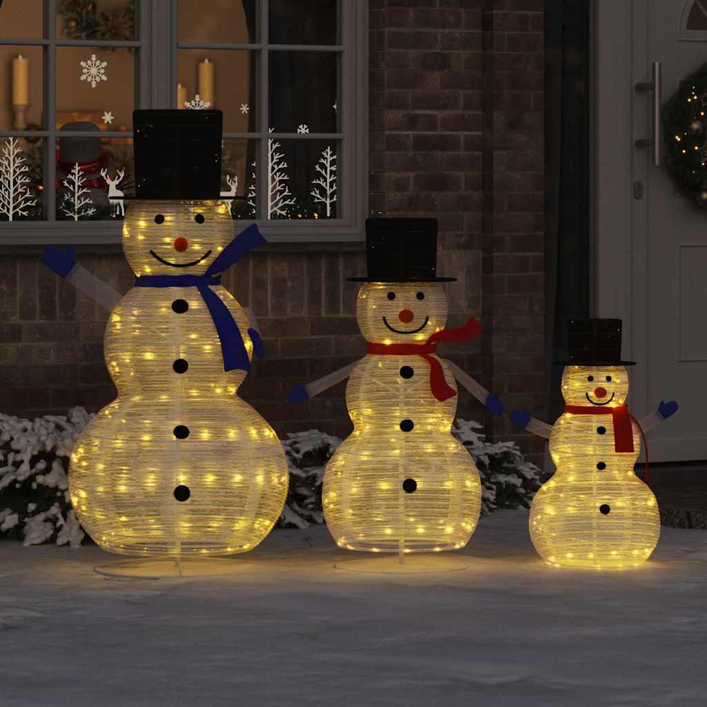 Kerst Sneeuwman Familie met 270 LED 3 pcs Warmwit Stof