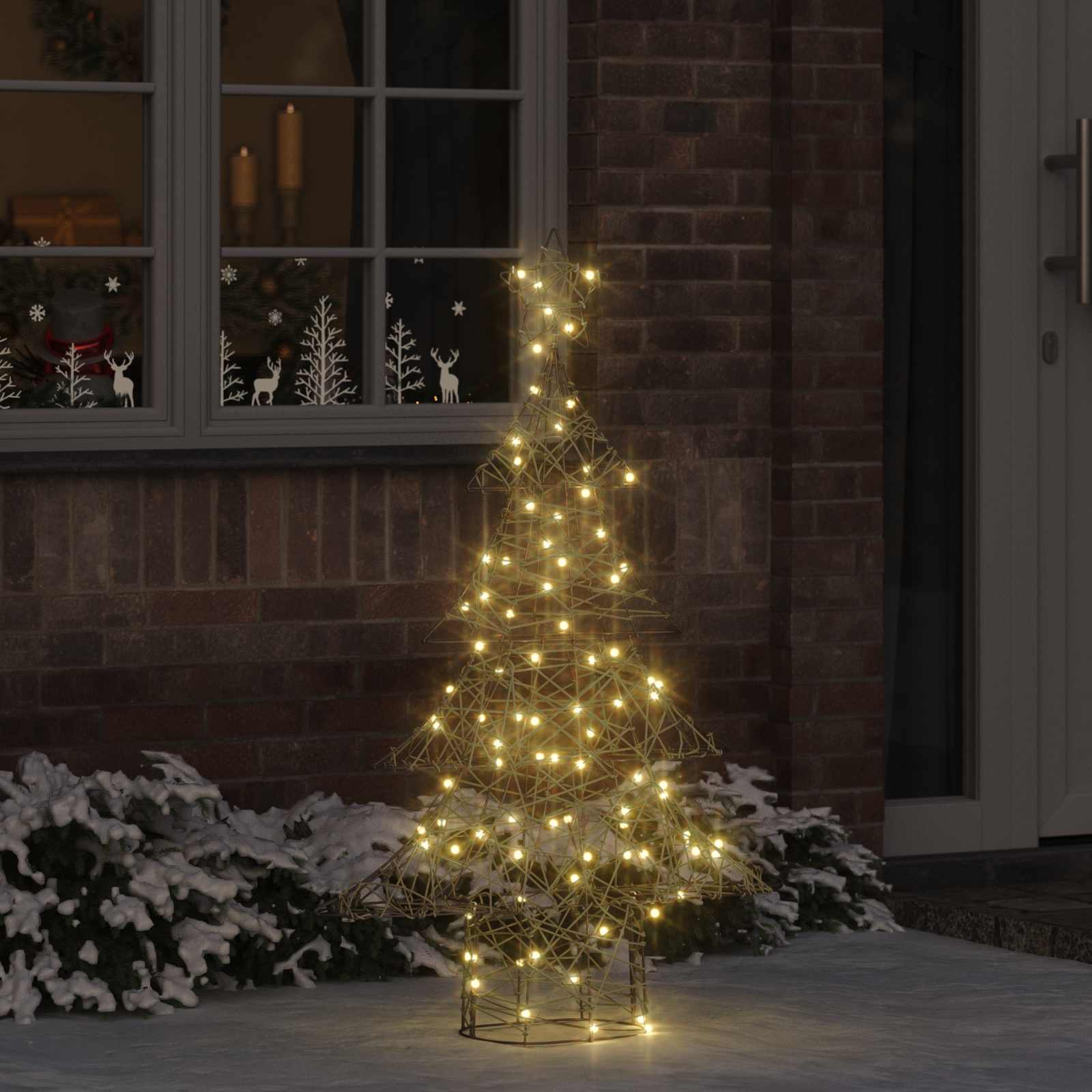Kerstboom met 120 LED Warmwit 150 cm Rattan