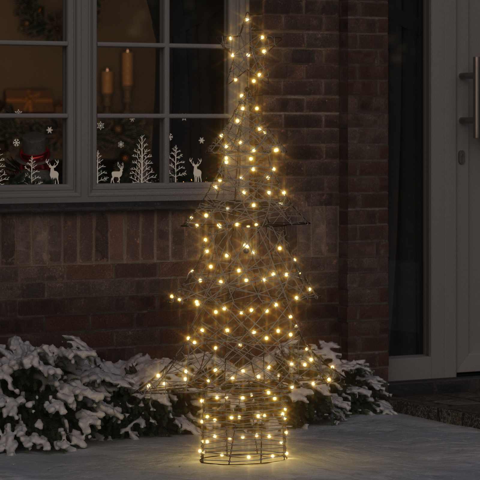 Kerstboom met 160 LED Warmwit 150 cm Rattan