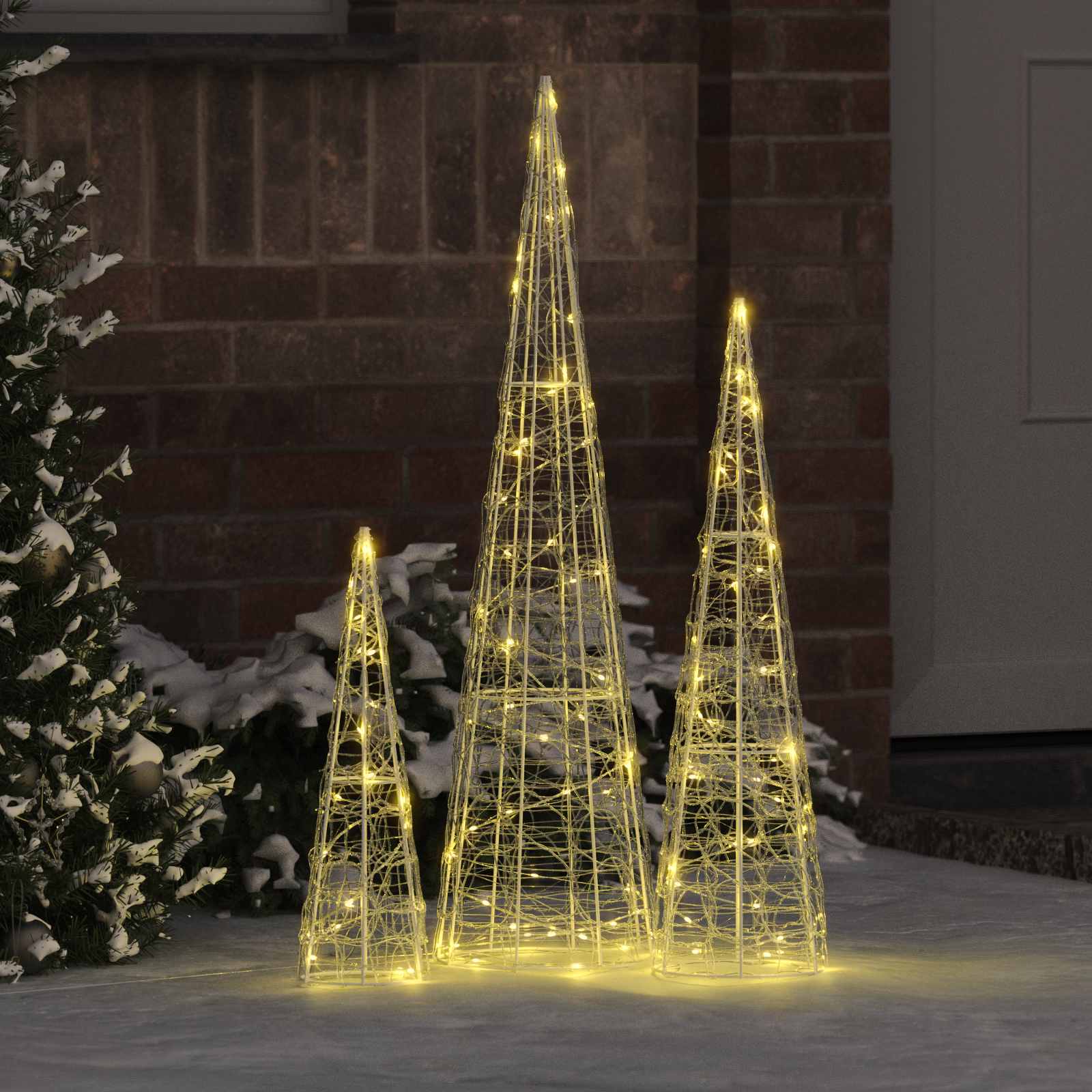 Kerstboom met 90 LED 3 pcs Warmwit 20 x 20 x 80 cm Acryl