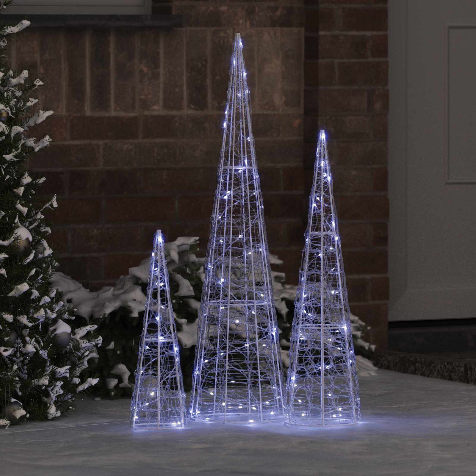Kerstboom met 90 LED 3 pcs Koudwit 20 x 20 x 80 cm Acryl
