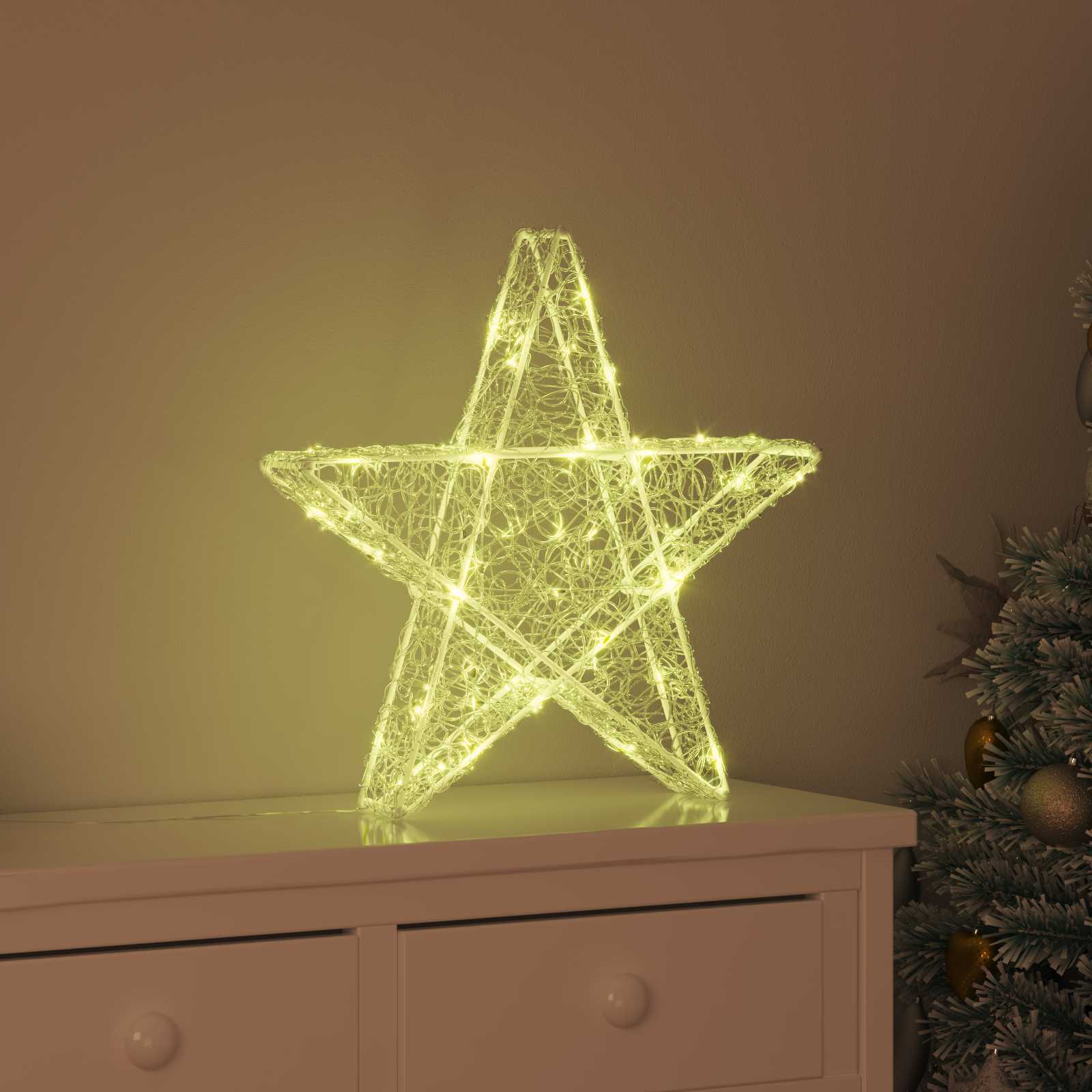3D Ster met 50 LED Warmwit 55 x 53,5 x 10 cm Acryl