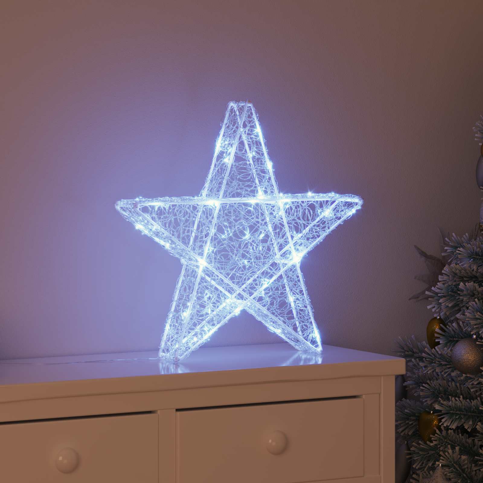 3D Ster met 50 LED Koudwit 55 x 53,5 x 10 cm Acryl