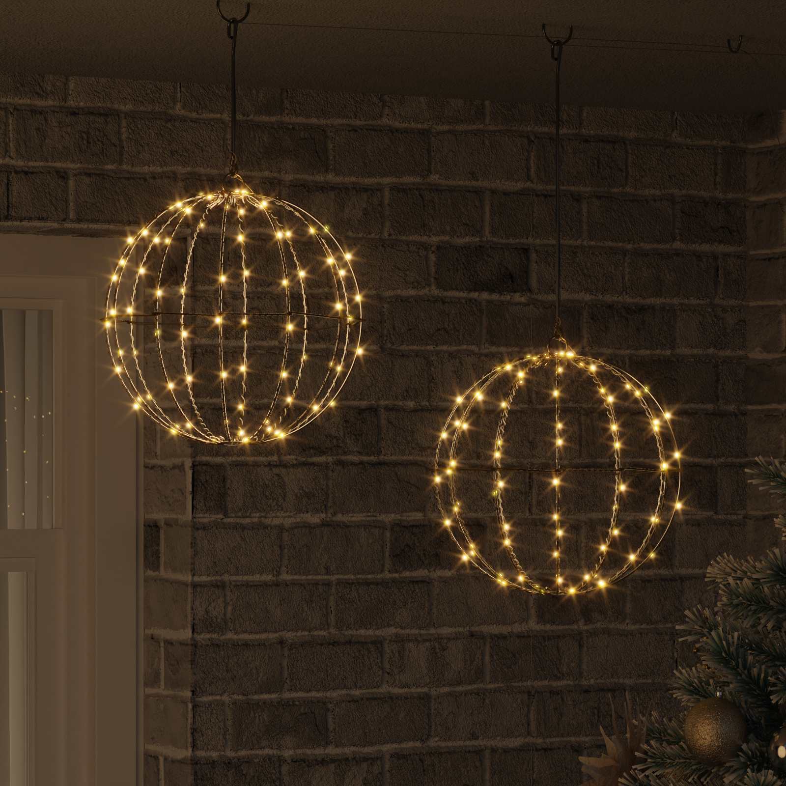 Bal met 192 LED 2 pcs Warmwit 30 x 30 x 32 cm Metaal