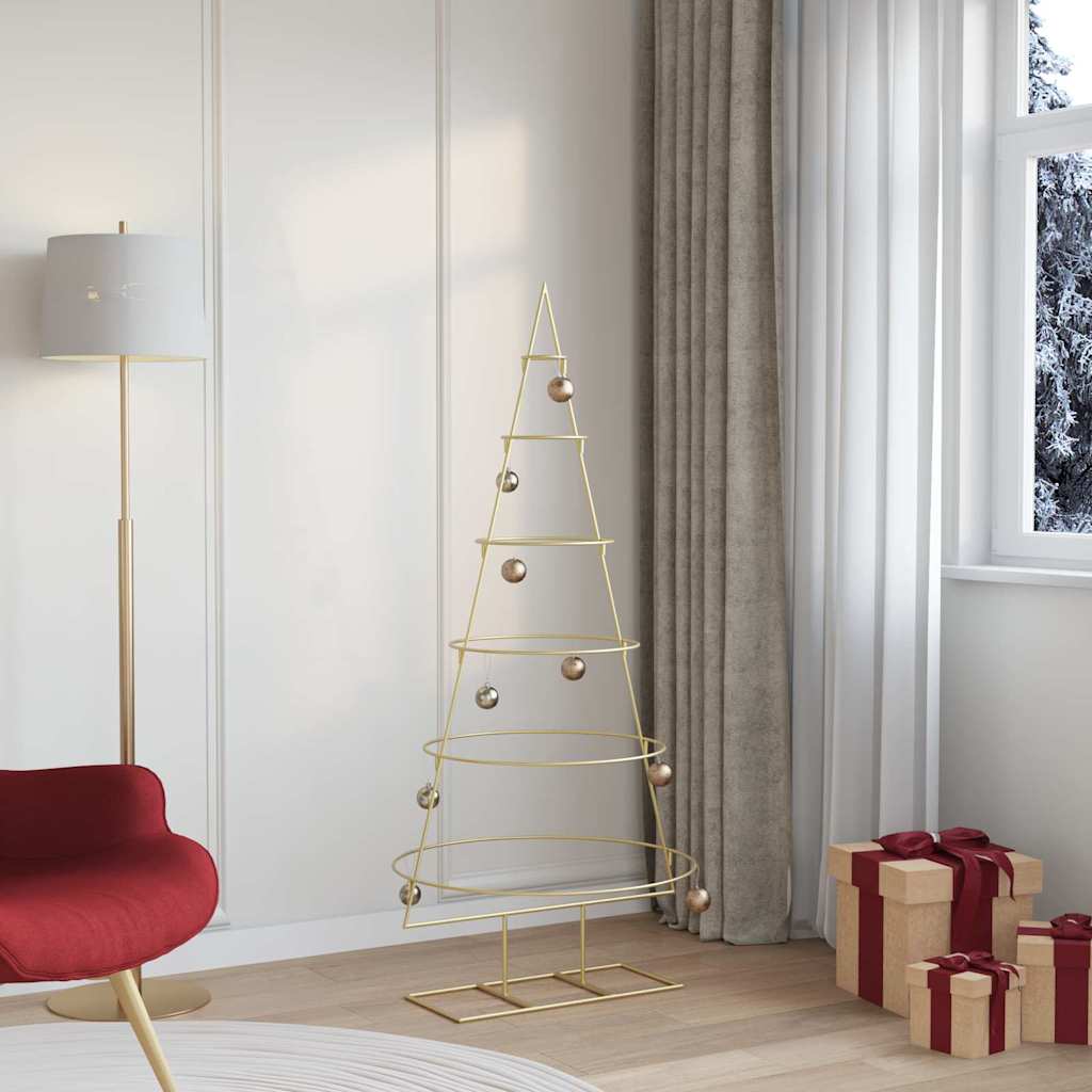 Metalen kerstboom met standaard Goud 148 cm Poedergecoat staal