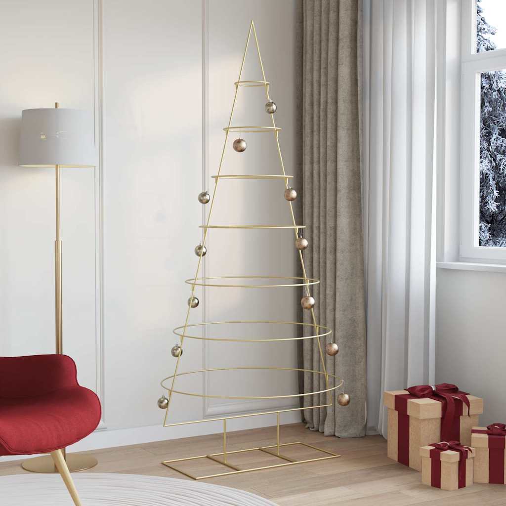 Metalen kerstboom met standaard Goud 209 cm Poedergecoat staal
