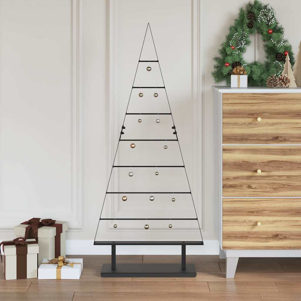 Metalen kerstboom met standaard Zwart 125,5 cm Staal – afbeelding 1