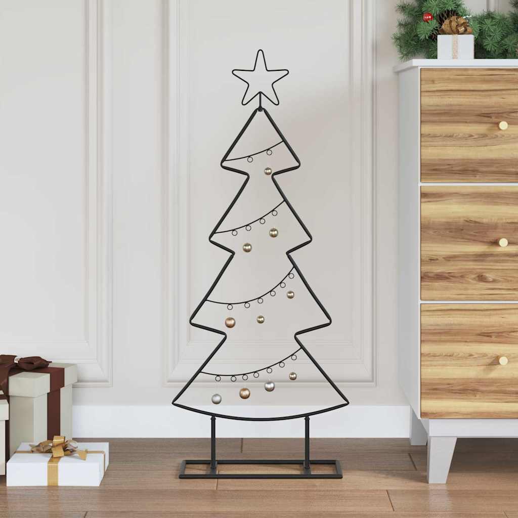 Metalen kerstboom met standaard Zwart 90,5 cm Staal