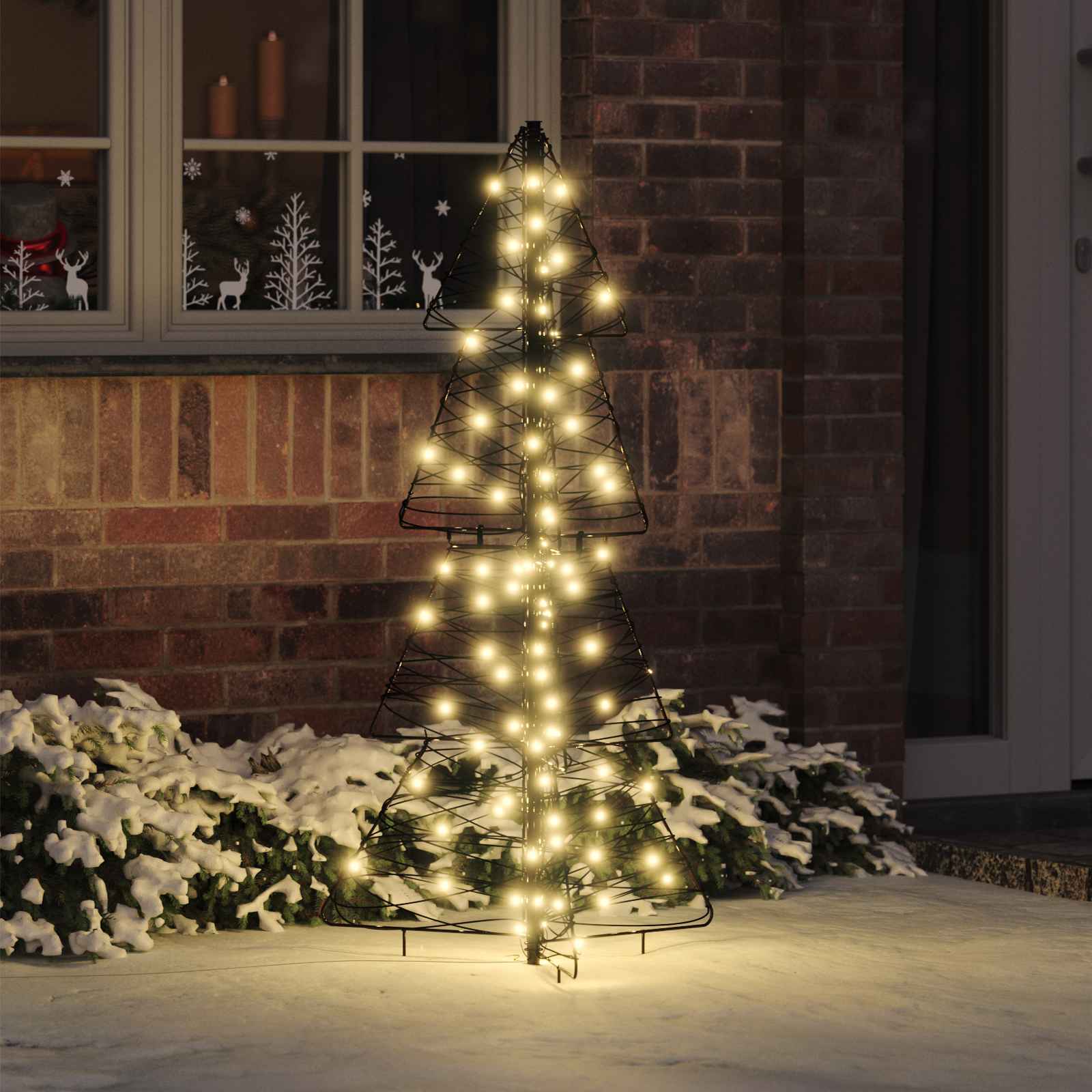 Kerstboom met 100 LED Warmwit 120 cm Rattan