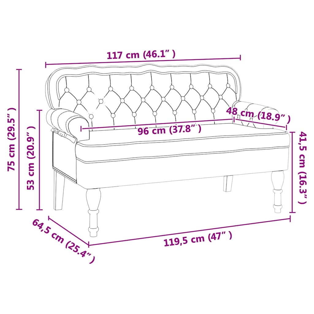 Chesterfield Bank Cappuccino 119,5 x 64,5 x 75 cm Nep Leer – afbeelding 11