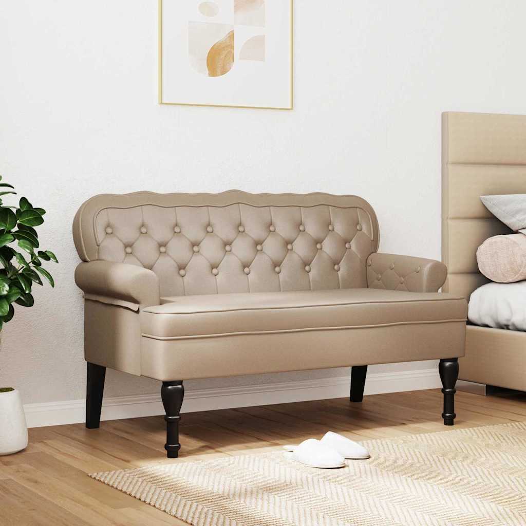 Chesterfield Bank Cappuccino 119,5 x 64,5 x 75 cm Nep Leer – afbeelding 3