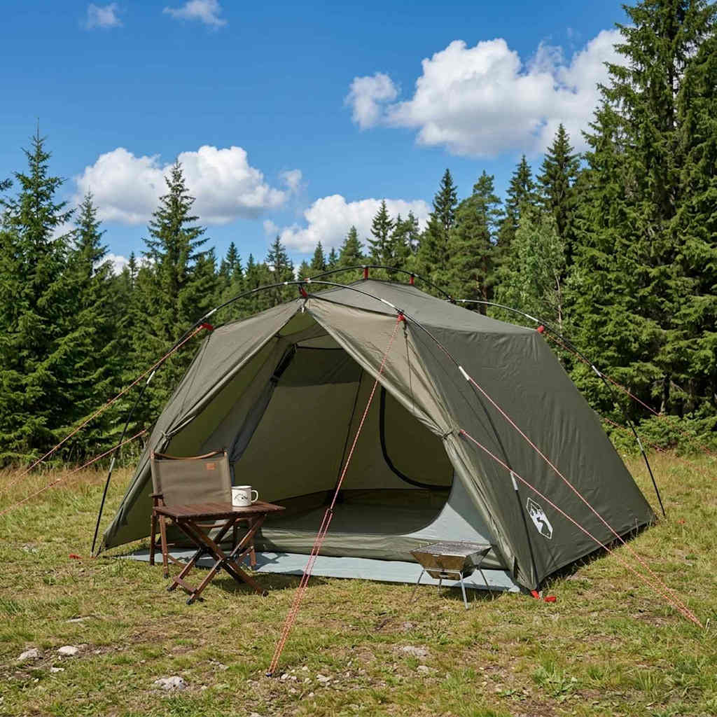 Tunneltent Olijfgroen 4-persoons 185T Polyester met PU Coating – afbeelding 1