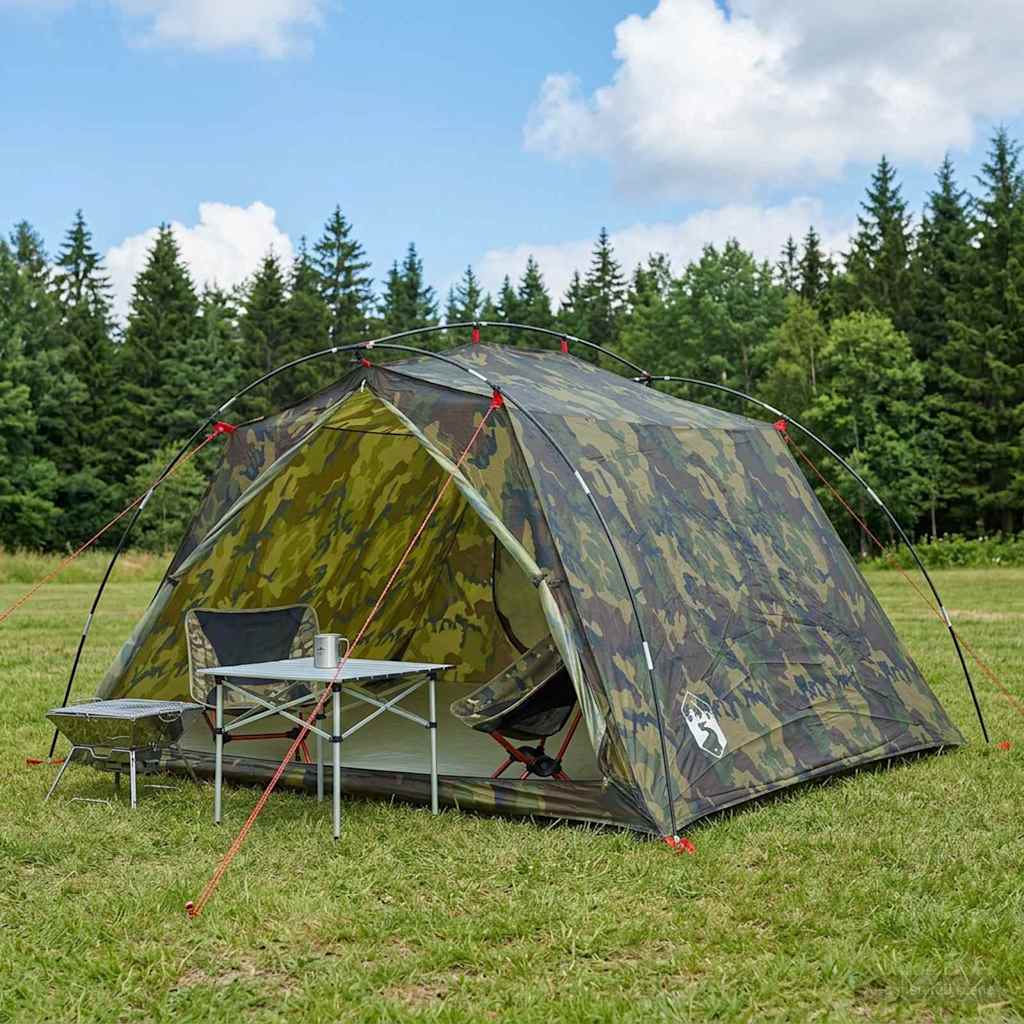 Tunneltent Camouflage 4-persoons 185T Polyester met PU Coating – afbeelding 1