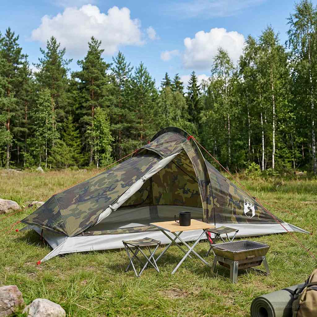 Backpacking Tent Camouflage 4-persoons – afbeelding 1