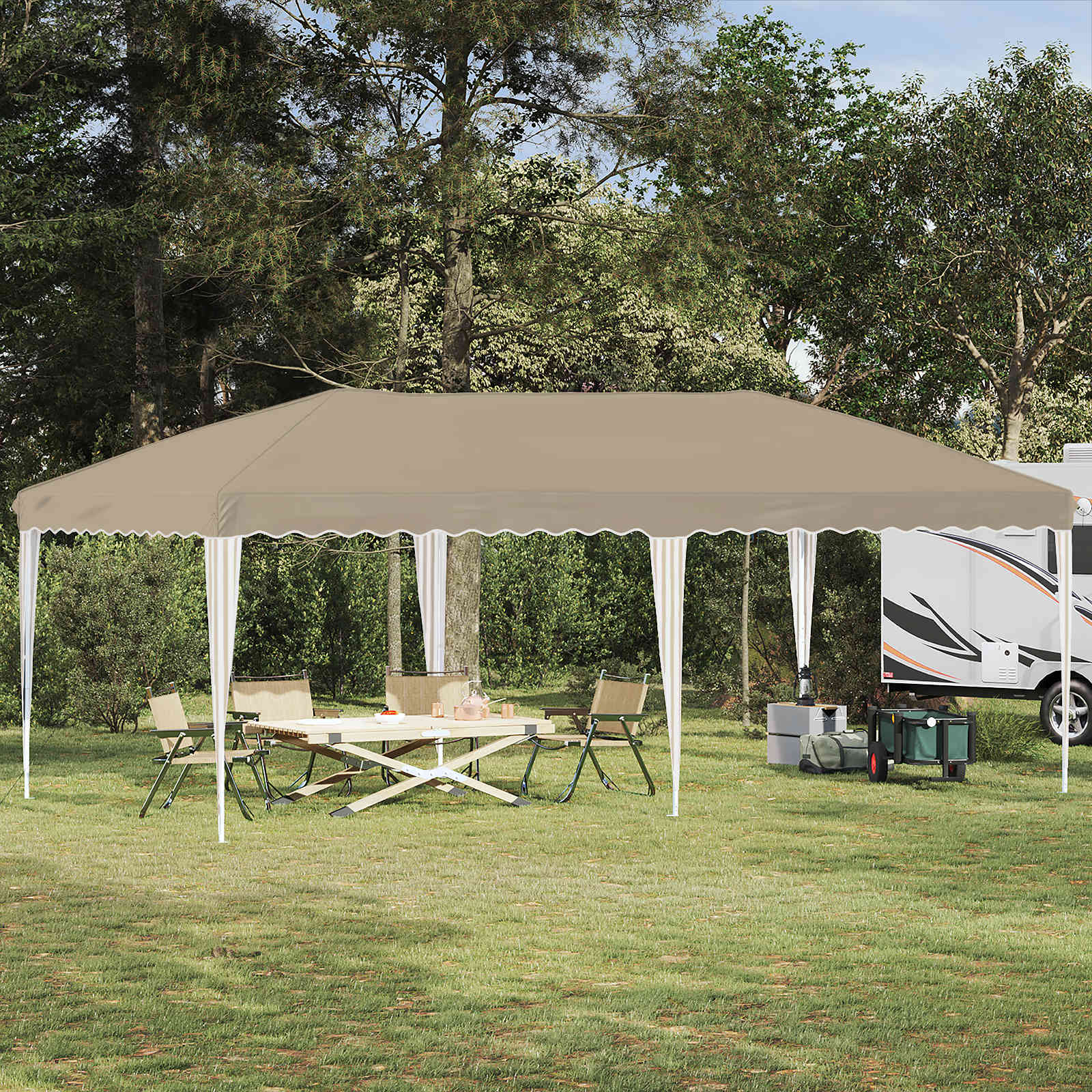 Pop-up Feesttent 575 x 290 x 245 cm Crèmekleurig – afbeelding 1