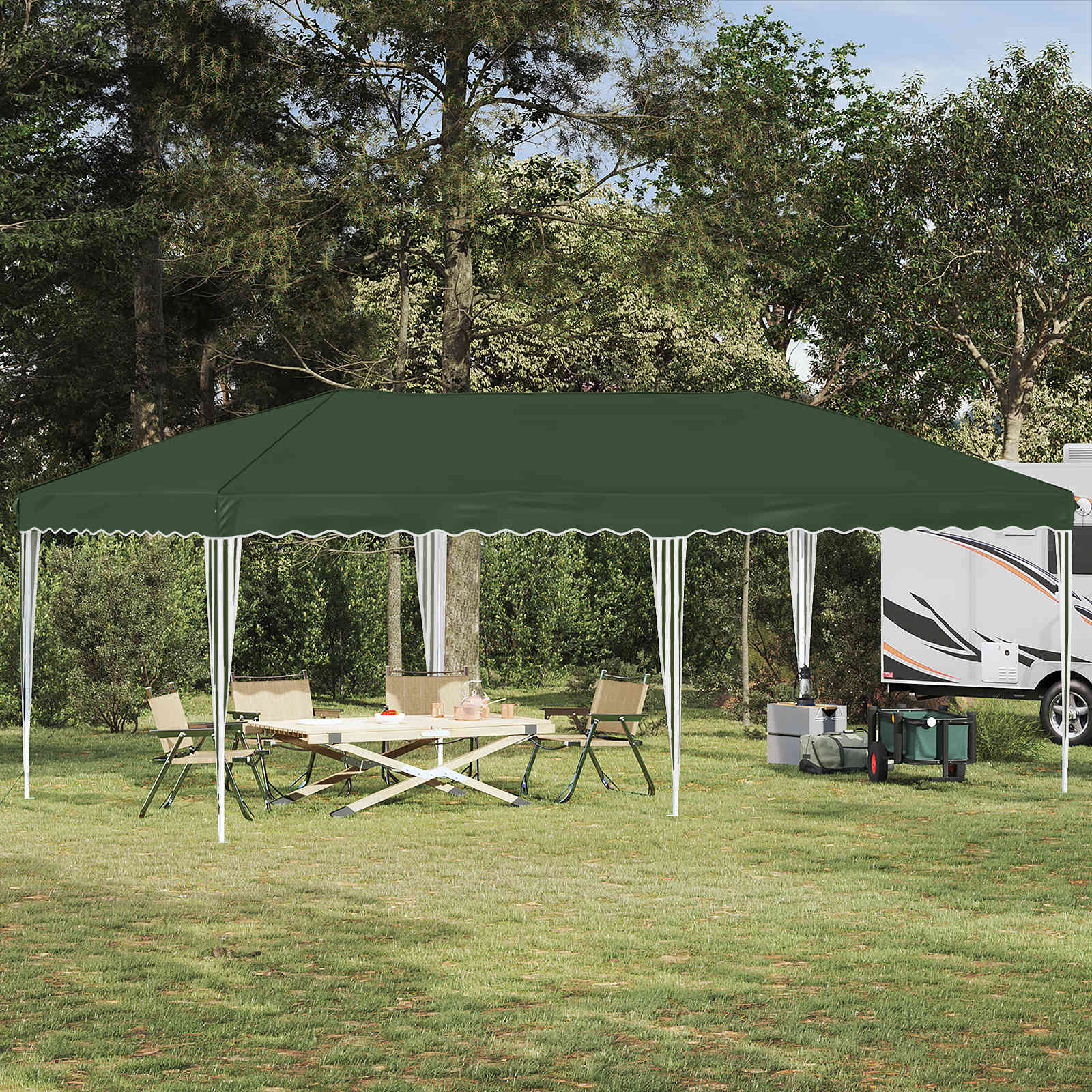 Pop-up Feesttent 575 x 290 x 245 cm Groen – afbeelding 1