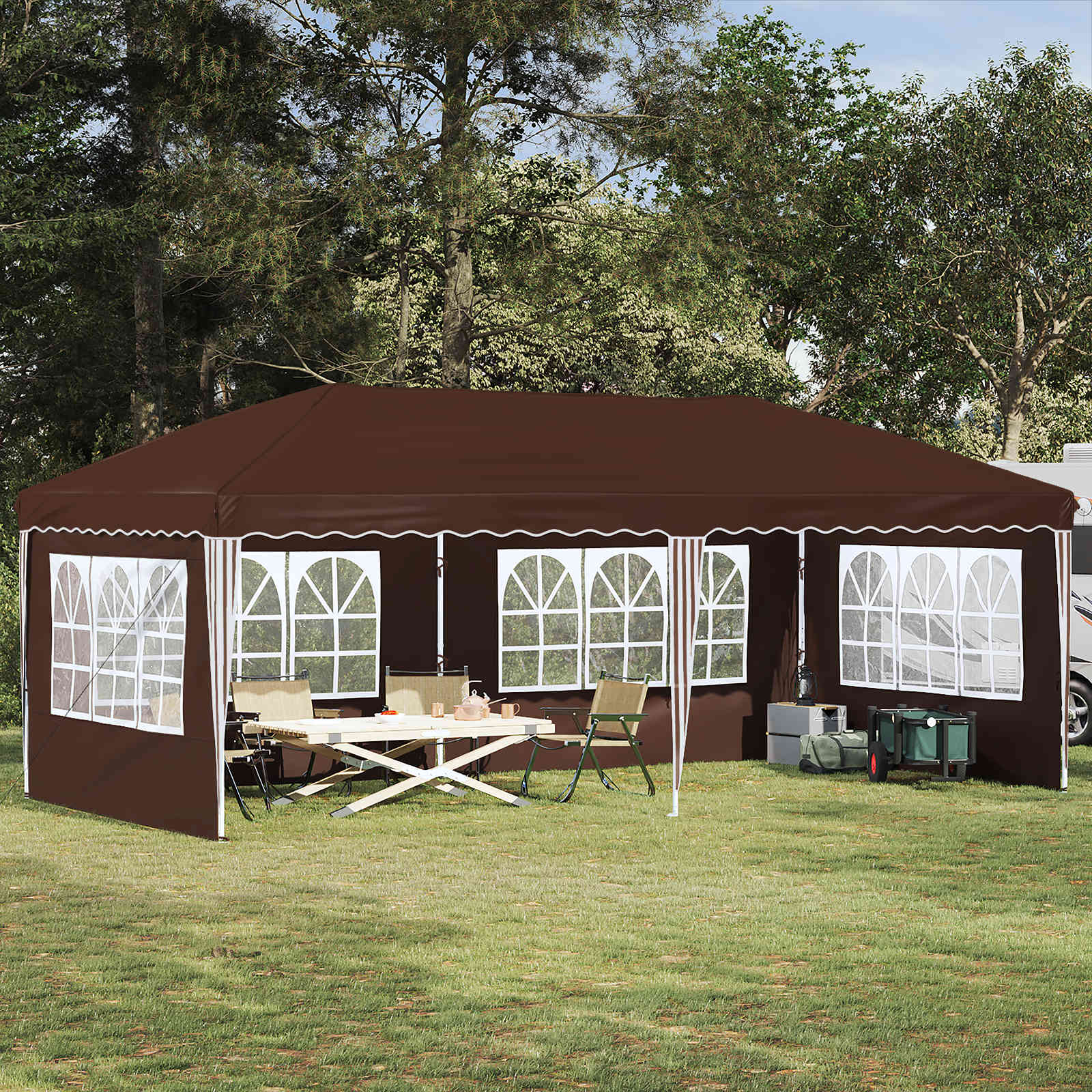 Pop-up Feesttent 575 x 289 x 245 cm Bruin
