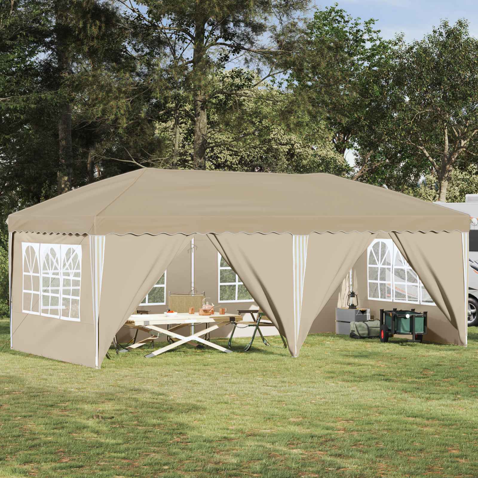 Pop-up Feesttent 575 x 288 x 245 cm Crèmekleurig