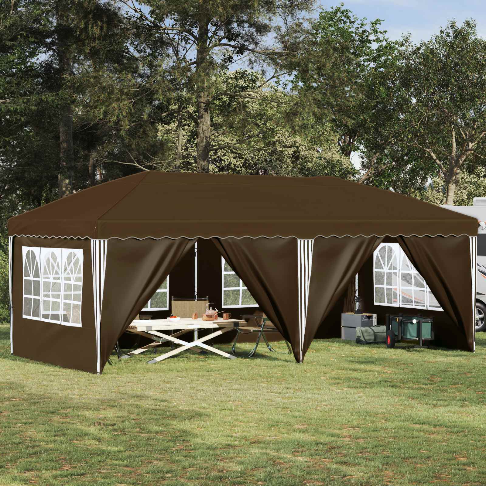 Pop-up Feesttent 575 x 288 x 245 cm Taupe