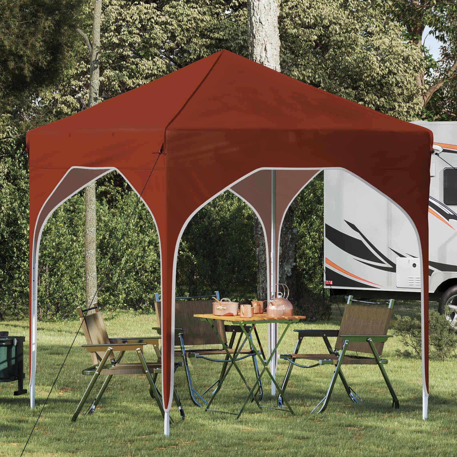 Pop-up Feesttent 194 x 194 x 245 cm Terracotta – afbeelding 1