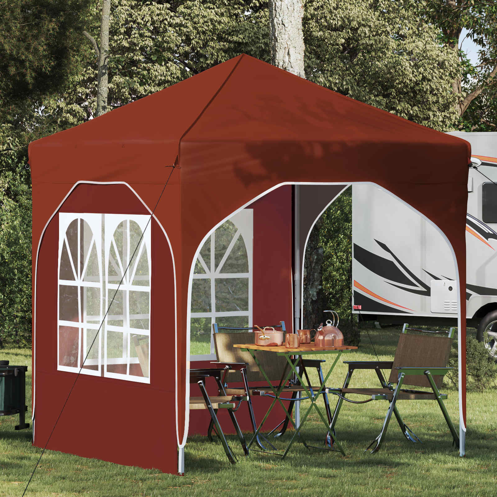 Pop-up Feesttent 192 x 192 x 245 cm Terracotta – afbeelding 1