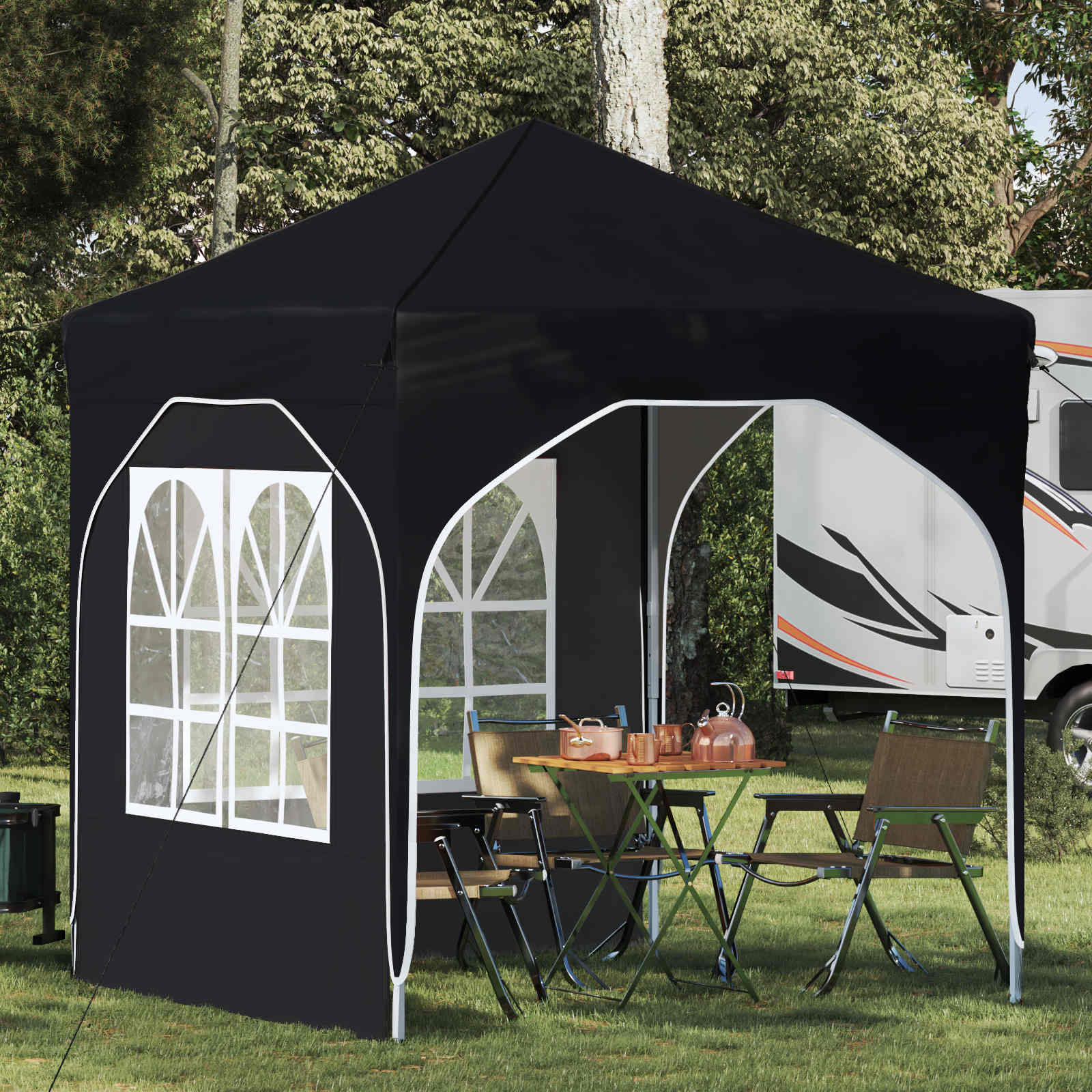 Pop-up Feesttent 192 x 192 x 245 cm Zwart