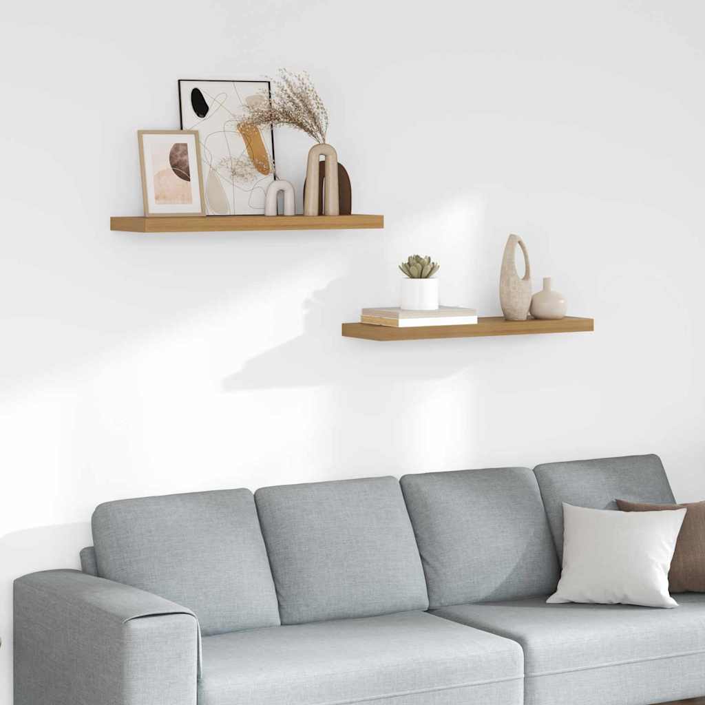 Wandplank Muurmontage 2 st Bruin 80 x 23,5 x 3,8 cm
