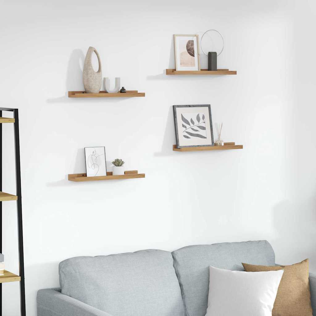 Wandplank Muurmontage 4 st Bruin 40 x 9 x 3 cm Bewerkt hout