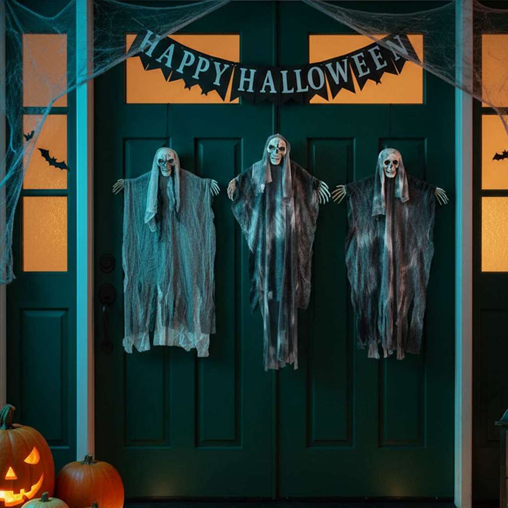 Halloween Hangende Spook 3 pcs Zwart 66 x 110 cm Polyester