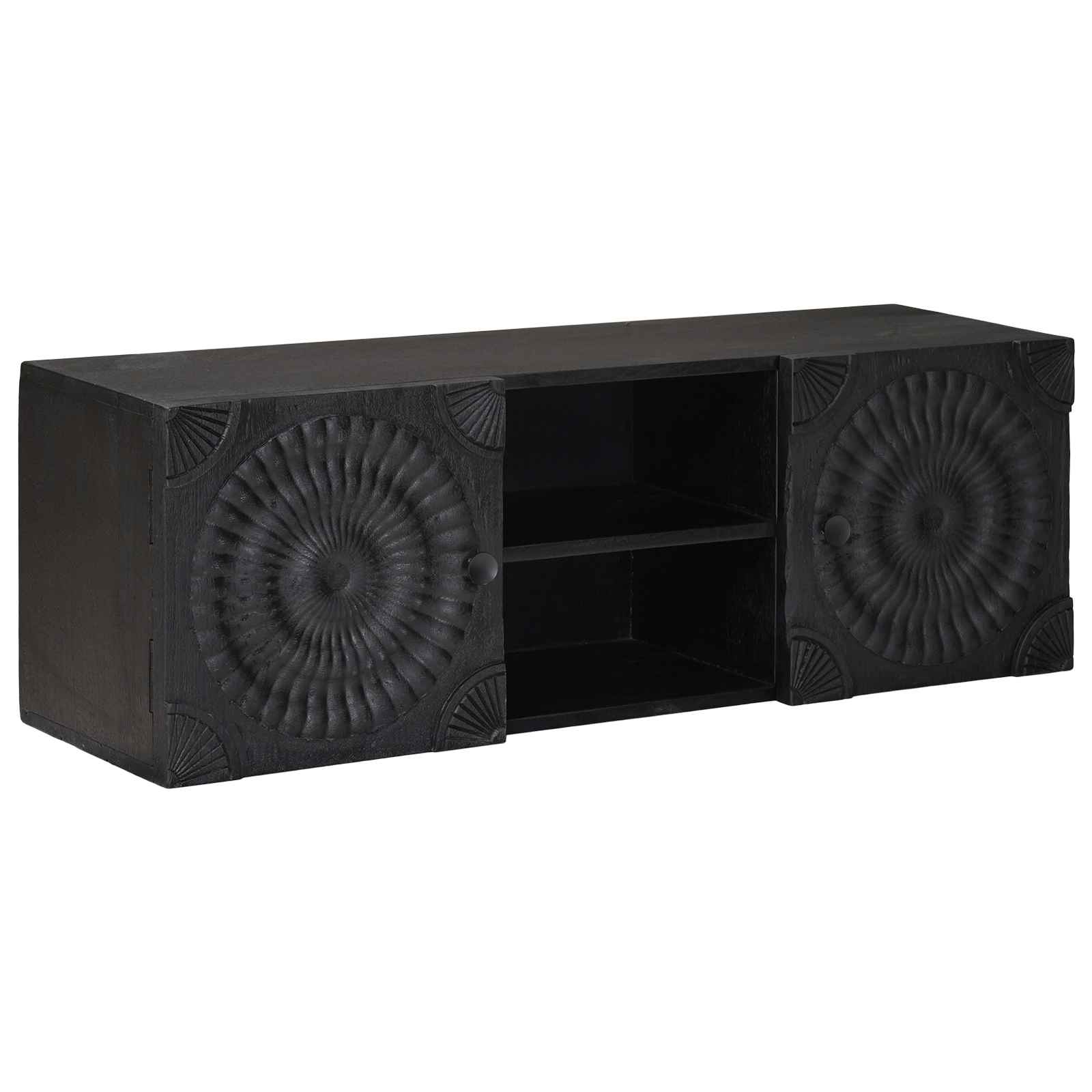 TV-kast met plank met opslag met de deur Zwart 105 x 30 x 35 cm