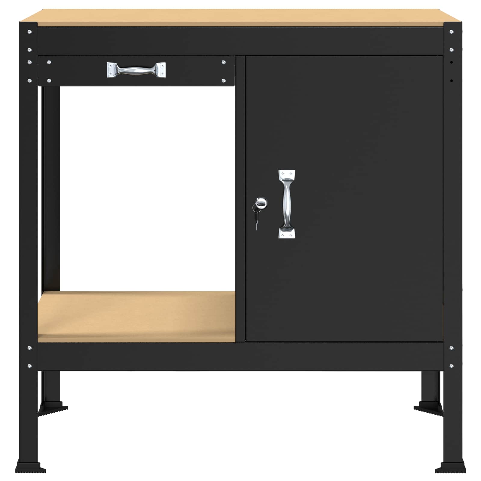Werkbank met lade Zwart 90 x 49 x 91 cm Bewerkt hout en metaal – afbeelding 6