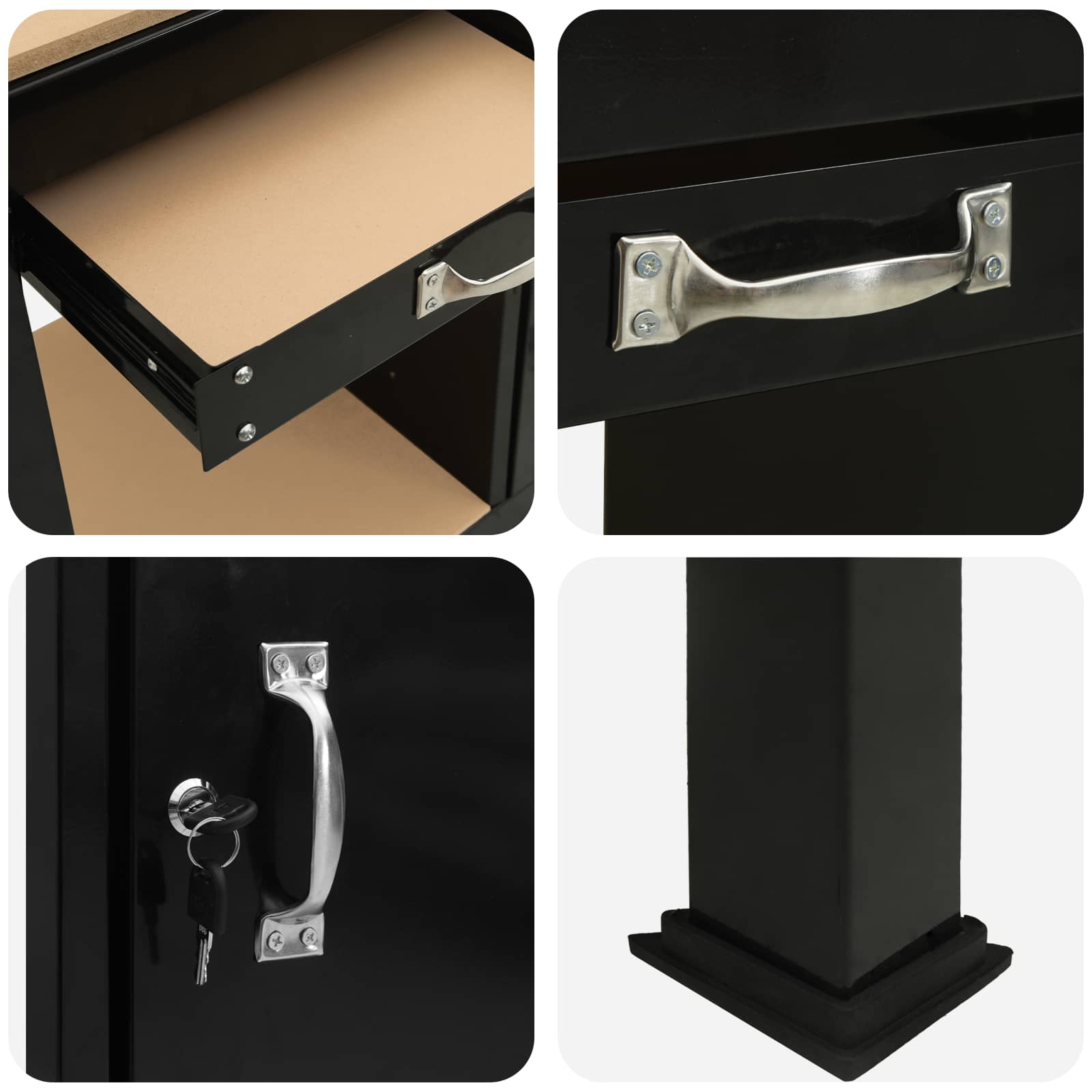 Werkbank met lade Zwart 90 x 49 x 91 cm Bewerkt hout en metaal – afbeelding 9