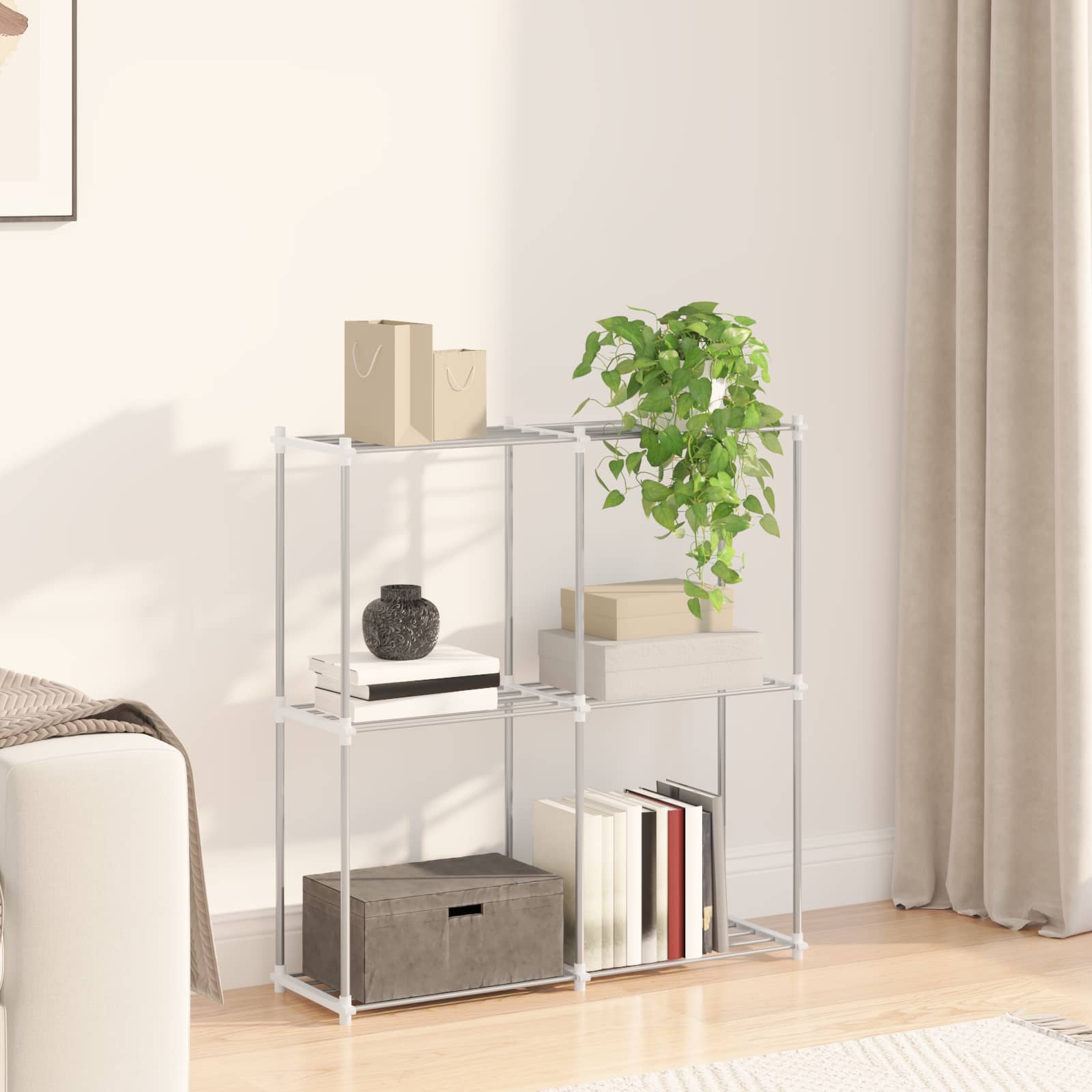 Buisvormige plank met opslag Wit 86 x 27 x 90 cm Aluminium – afbeelding 1