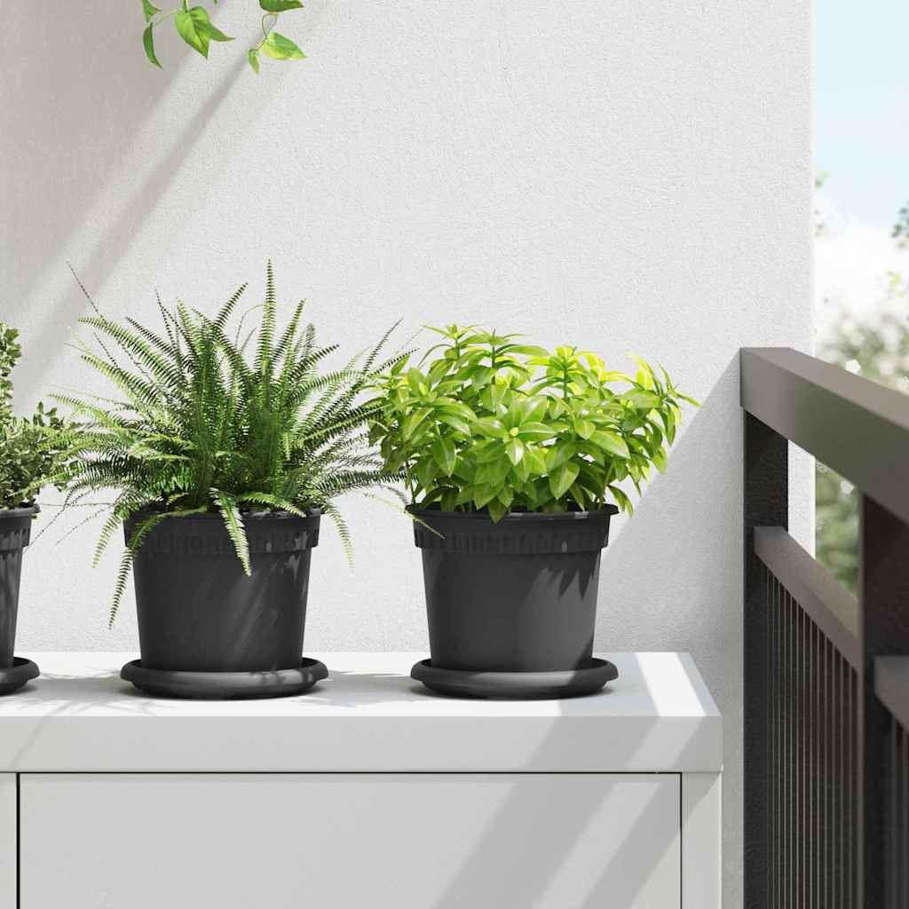 Ronde Bloemenschalen 6 pcs Zwart Ø 14 x 2 cm Kunststof