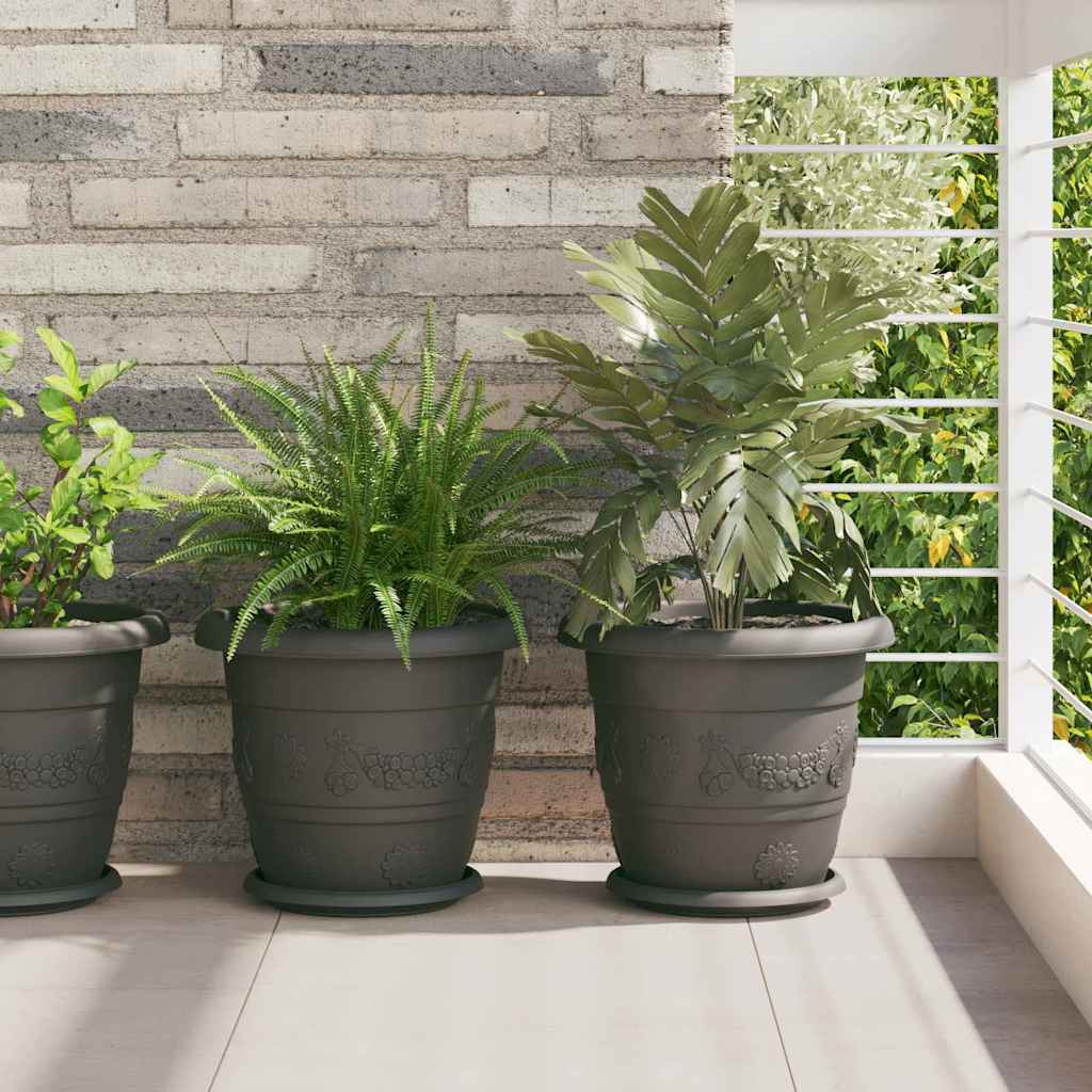Ronde Bloemenschalen 6 pcs Zwart Ø 14 x 2 cm Kunststof