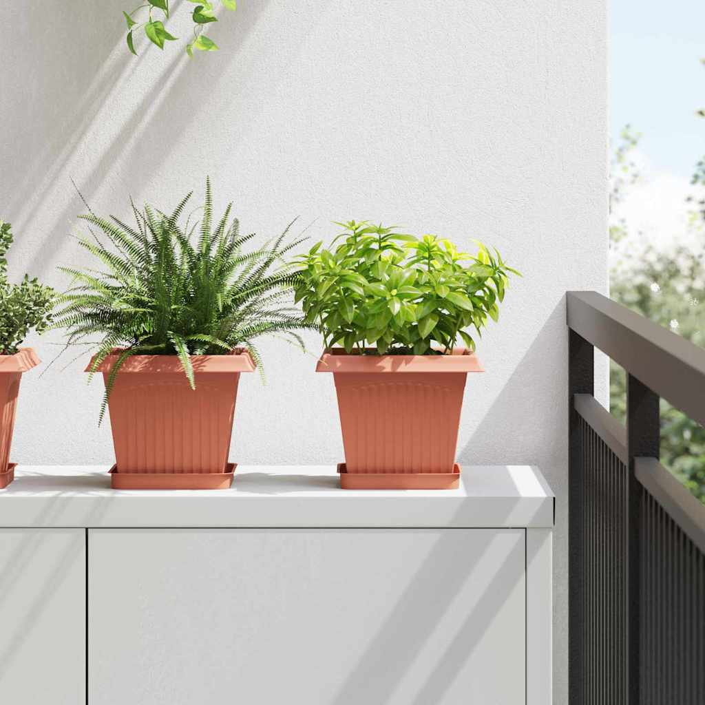 Vierkante Bloemenschotel 6 pcs Baksteenrood 15 x 15 x 2 cm – afbeelding 1