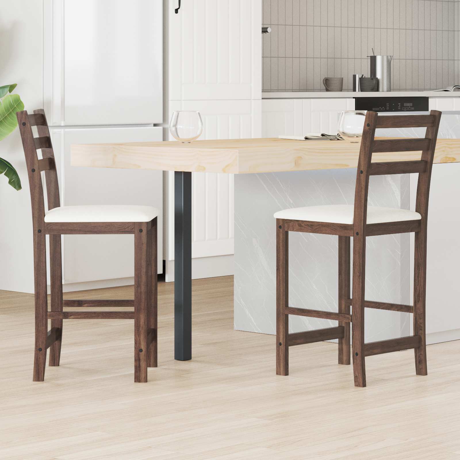 Eettafelstoelen 2 pcs Licht Bruin 40 x 47,5 x 99,5 cm